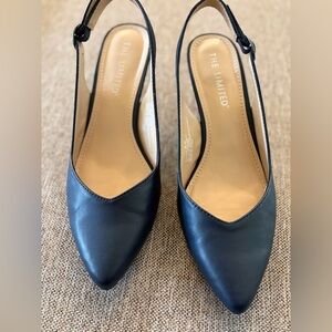 The Limited Manana Navy Sling Back Pointed Kitten Heel Shoes, Size 8